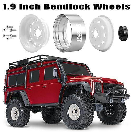 GLOBACT 1.9 Beadlock Wheel for 1/10 TRX4 TRX6 SCX10 I II III Pro Redcat, W | 1/10 RC Wheel Hub, 1/10 RC Crawler Car Upgrade Accessories - color: White