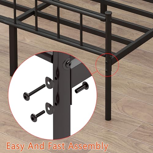 DIIYIV Queen Metal Bed Frame,Steel Slat Support,Noise Free,Easy Assembly | Queen Size Bed,Mattress Foundation,Underbed Storage,No Box Spring Needed - size: Queen