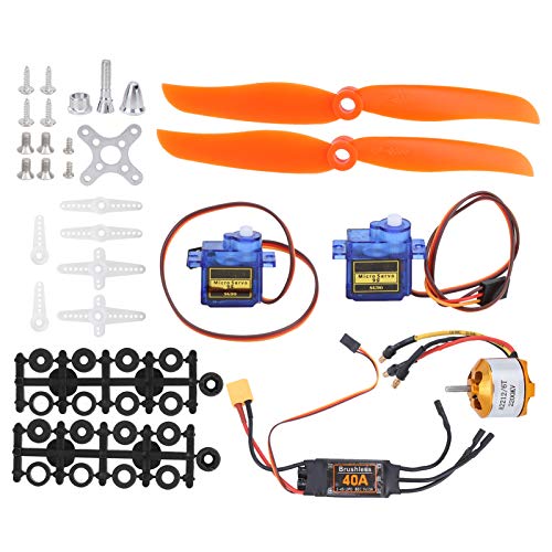 RC Plane Motor Kit, SG90 Servo 2212 KV2200 Brushless Motor 6035 Propeller RC Remote Control Aircraft 40A XT60T Fixed Wing Plane for RC Plane Helicopter
