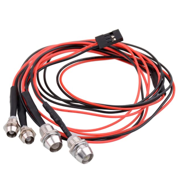 2 Sets RC 4 LED Light Kit Accessories RC Headlights/Taillight Kit for 1/10 Crawler Car Axial SCX10 D90 D110 TRX4 TRX6 Redcat Upgrades Parts - color: Black