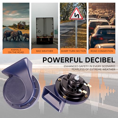 FARBIN Horn 12V Car Horns Loud Dual-Tone Waterproof Auto Electric Horn | Blue Classic Design, waterproof, 12V 130dB loud, universal for any 12V vehicles - style: 12V Blue car horn