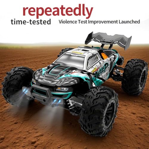 43MPH+ Brushless Fast RC Cars for Adults, 1:16 4WD RC Truck with Light, High Speed, Fast RC Car Off-Road Waterproof Truck, 3 Batteries (Blue) - color: 16101pro,3 Batteries(blue)