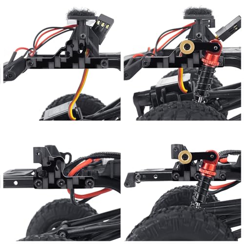 Carbon Fiber Shock Flex Blades CNC Aluminum Damper Holder Absorber Mount for 1/24 RC Crawler Car Axial SCX24 Gladiator Bronco C10 JLU Deadbolt Upgrades Parts