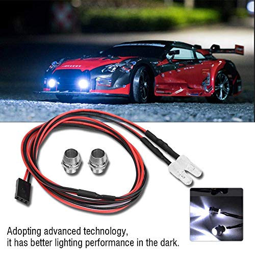 RC LED Light Kits, 2PCS 5mm Headlights RC Accessory LED Lights for 1/10 Model Drift Car Vehicle(9# White Light)