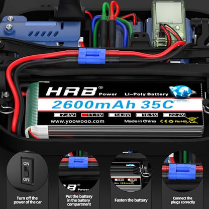 HRB 2PCS 3S 2600mAh Lipo Battery 11.1V 35C EC3 Compatible with RC Plane