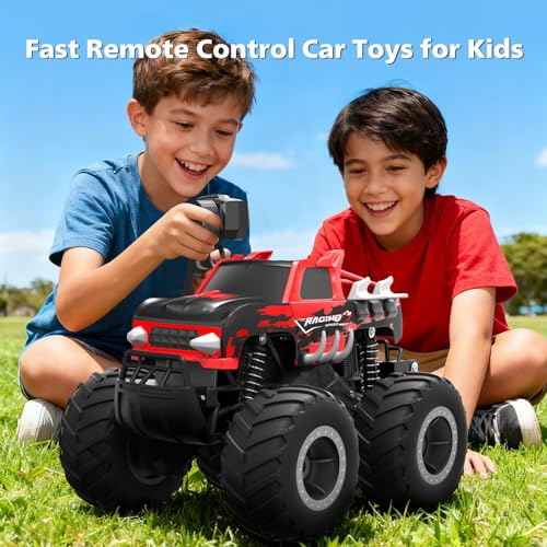 HOMETALL Amphibious Remote Control Car Monster Truck Toys - 1:16 All Terrain RC Trucks High Speed RC Cars with Crashworthy Body,Off- Road Electric Vehicle Kid Toys for Boys and Girls,Age 6+,Red - color: Red-black