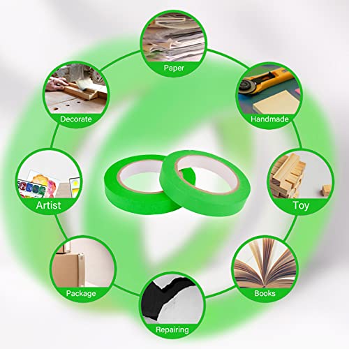 6 Rolls Fine Line Tape 1/16, 1/8, 1/5, 2/5, 1/2, 3/4 Inch x 55 Yard Fineline Masking Tape Painter Adhesive Automotive for DIY Car Auto Paint (Green, Mixed Sizes) - color: Green, size: Mixed Sizes