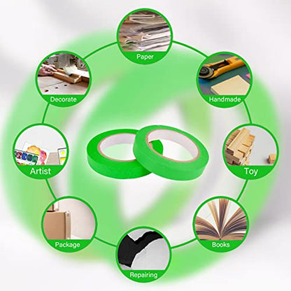 6 Rolls Fine Line Tape 1/16, 1/8, 1/5, 2/5, 1/2, 3/4 Inch x 55 Yard Fineline Masking Tape Painter Adhesive Automotive for DIY Car Auto Paint (Green, Mixed Sizes) - color: Green, size: Mixed Sizes