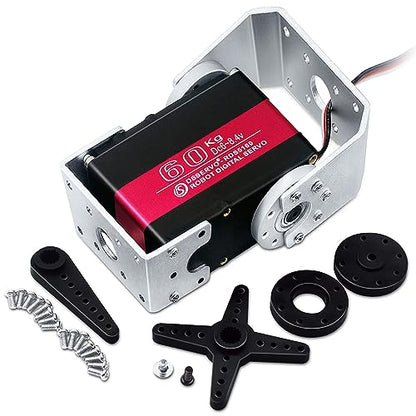 60KG Robot Servo Motor High Torque Stainless Steel Gear Digital Steering Large Servos with Mount Brackets - size: 60kg