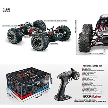 FMT High Speed 36km/h 4WD 2.4Ghz Remote Control Truck 9137 1:16 Scale Radio Conrtolled Off-Road RC Car Electronic Monster Truck R/C RTR Hobby Cross-Country Car Buggy (Color May Vary)