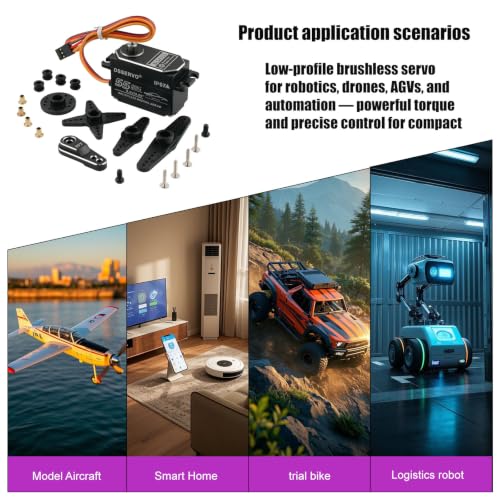 DSSERVO BLS4355 55KG Low Profile Brushless Digital Servo IP67 Waterproof Metal Gear, 0.09s, 180/270/360 Degree for RC Crawler Truck Robot Arm (180 Degree) | Low Profile Brushless IP67 Waterproof