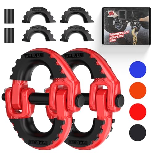 2 Pack 1/2" Safety Chain Connector Link, G80 Tow Hitch Hammerlock Coupling Link, Tow Chain Connector with 12000 lbs Loading (Red) - color: Red