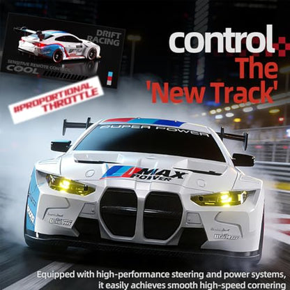 1:20 Scale RC Drift Car 4WD 2.4GHz Remote Controlled Racing Car LED Lights and Tyres Designed Specifically for Racing and Drifting Comes with 2 Batteries Suitable for Beginners (Silver) - color: 28-silver