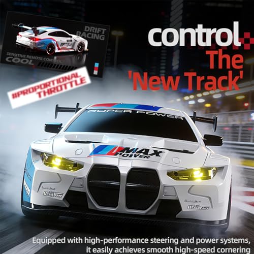 1:20 Scale RC Drift Car 4WD 2.4GHz Remote Controlled Racing Car LED Lights and Tyres Designed Specifically for Racing and Drifting Comes with 2 Batteries Suitable for Beginners (Grey) - color: 29-grey