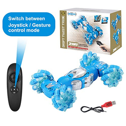 Remote Control RC Cars for Boys, Gesture Sensing RC Stunt Car 6 7 8-12 9 10 11 Year Old Kids Gifts, 4WD Off Road Double Sided Drift Truck, Best Birthday Gift - color: Single Remote Control Stunt Car