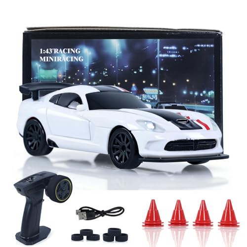 TOUCAN RC HOBBY US in Stock 1/43 High Speed Gyroscope RC Drift Vehicle 4WD Ready to Run Mini Car Radio Battery 2.4G Remote Control Racing Car 4311G for Adult - color: White