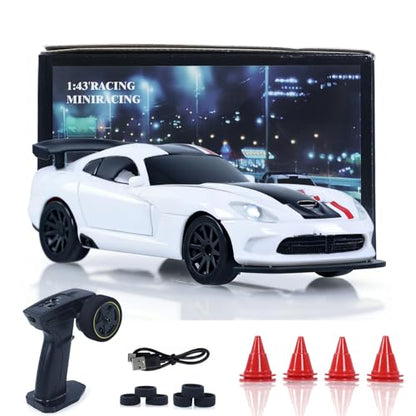 TOUCAN RC HOBBY US in Stock 1/43 High Speed Gyroscope RC Drift Vehicle 4WD Ready to Run Mini Car Radio Battery 2.4G Remote Control Racing Car 4311G for Adult - color: White