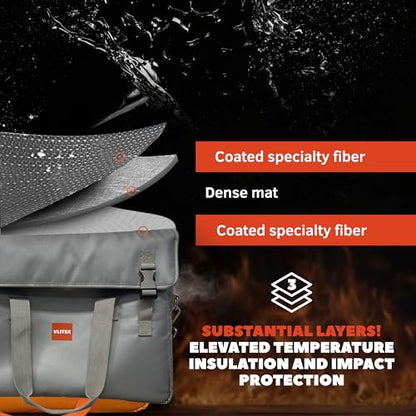 VLITEX Lithium Battery Storage Bag | Engineered in Germany | Fireproof Fabric Lipo Safe Bag | Safeguard Laptops, Batteries, Documents, Cash Money etc.