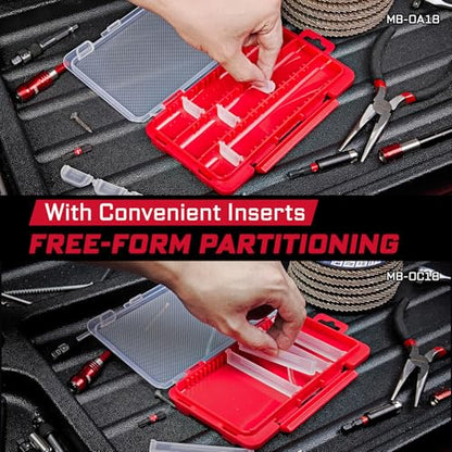 Geinxurn Small Flat Storage Parts Organizer, 2Pcs Red Portable Transparent Plastic Small Parts Tool Box with Removable Dividers, Screwdriver Bit Cases Storage(2 Pieces) - style: Flat-2pcs
