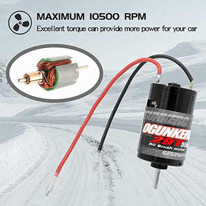 OGRC Motor 550 29T Brushed RC Motor 1/10 RC Crawler Motor for TRX4 SCX10 | 3-Slot 10500 Max RPM RC Car Motor for 1/10 TRAXXAS Redcat Axial RC4WD D90 and 1/6 Jeep Willys 1941 MB Military Truck - size: 29T