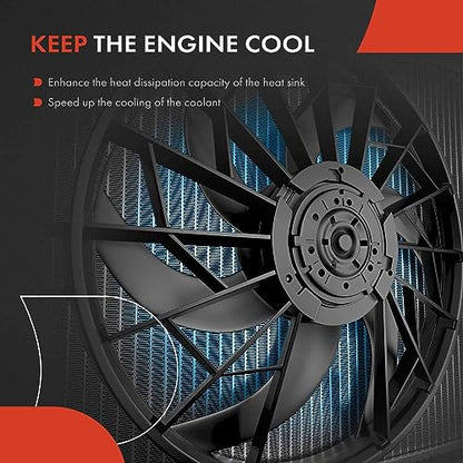 A-Premium Engine Radiator Cooling Fan Assembly with Brushless Motor | Compatible with Select Porsche Models - 718 Boxster/718 Cayman 2017-2023, 718 Spyder 2020-2023, 911 2017-2019
