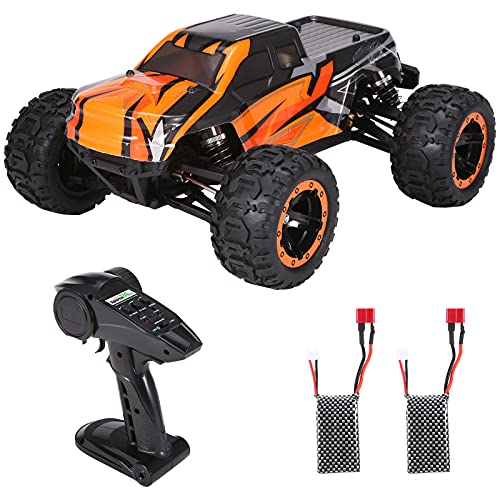 GoolRC 16889A Pro RC Cars, 1:16 Scale Remote Control Car, 4WD 45KM/H High Speed Brushless Motor RC Truck, 2.4GHz All Terrains Off-Road Electric Toy Vehicle with 2 Batteries for Adults - size: 2 Batteries