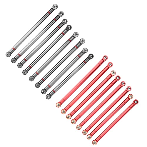 Aluminum Alloy Link Rod Linkage,plplaaoo 8Pcs Link Rod,RC Car Chassis Link Rod,313MM Wheelbase Upgrade Parts Link Rod Chassis Linkage Compatible with Axial SCX10 1/10 RC Car Crawler(Black) - color: Black