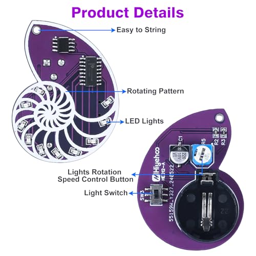 SMD Soldering Practice Kit, DIY LED Seashell Electronics Project | Surface Mount Soldering Project Kit with Adjustable Flowing Lights, Wearable Decoration & Gift Idea for Makers & Hobbyists