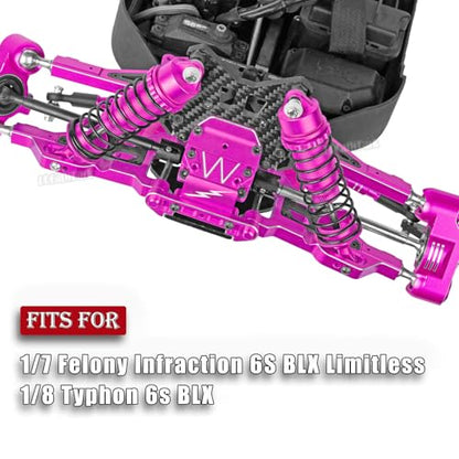 RC Upgrades Part for 1/8 Typhon 6s BLX,1/7 Felony Infraction 6S BLX Limitless,Front Rear Suspension A-Arms,Steering Blocks,Caster Block,Turnbuckles Camber Links w/25T Servo,Pink - color: Pink - (Rc Upgrades)