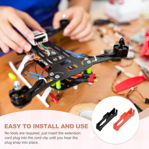 MECCANIXITY 40 Pcs Servo Extension Cable Clips Lock, Servo Cable Safety Connector Lead Wire Buckle Lock for RC Car Plane Boat DIY Y Adapter Cable, Red/Black - color: Red/Black