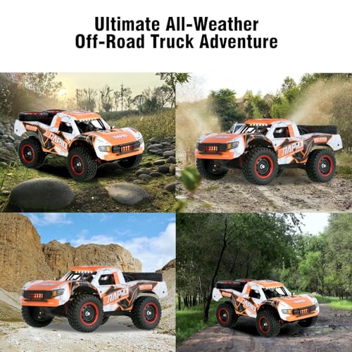 GoolRC 1:14 Scale Brushless RC Trucks, 2.4G 4WD High Speed 70 KMH Fast RC Cars, All Terrain Electric Off-Road Remote Control Truck with 3 Batteries, Hobby RC Car Gifts for Adults - size: 3 battery