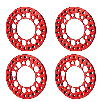 4pcs Aluminum 1.9inch RC Beadlock Wheel Rim Replacement Ring for 1:10 Crawler RC Car 1.9" Wheels/Rims (Red) - color: Red