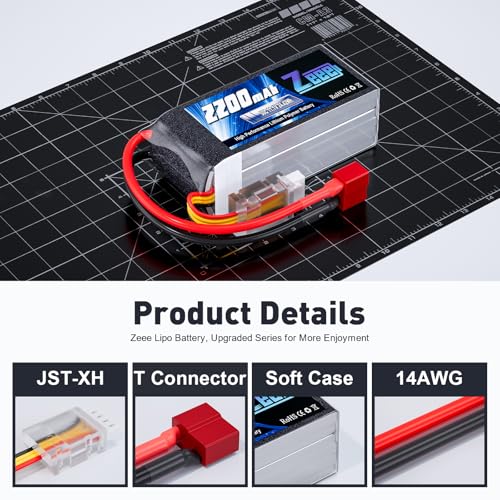 Zeee 3S 2200mAh Shorty Pack Lipo Battery 11.1V 50C Battery with T Connector for RC Car Truck Vehicles RC Boat RC Drone Airplane Quadcopter Helicopter FPV RC Hobby Models
