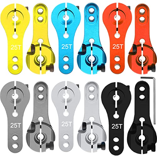 25T Aluminum Dual Clamping Metal Servo Arm Horn, 6 Colors, RC Model Motor Spare Parts for RC Car/Model Boat/Truck/Airplane (12Pcs)