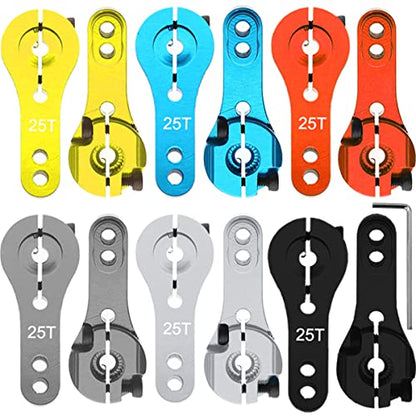 25T Aluminum Dual Clamping Metal Servo Arm Horn, 6 Colors, RC Model Motor Spare Parts for RC Car/Model Boat/Truck/Airplane (12Pcs)