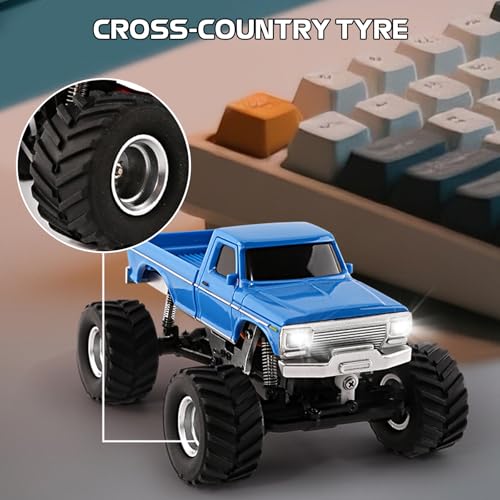 1:36 Mini RC Crawler, JABAILE 3602 4WD Off-Road RC Truck RTR for Adults Hobby Gifts Toys (Blue) - color: Blue