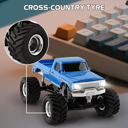 1:36 Mini RC Crawler, JABAILE 3602 4WD Off-Road RC Truck RTR for Adults Hobby Gifts Toys (Blue) - color: Blue