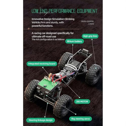 1/16 Scale RC Pickup Crawler for Adults, 2.4GHz Full-Proportional Off-Road Vehicle Model, 4WD Metal Chassis Remote Control Truck with LED Lights, USB Rechargeable (Grey) - color: Grey