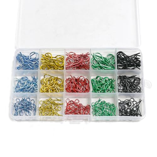 260pcs Universal RC Body Clips Stainless Steel Body Shell Clip R Pins 3 Sizes for All 1/6 1/8 1/10 1/12 1/14 1/18 1/24 Scale HPI Tamiya HSP Exceed RC Car Parts Truck Buggy Shell Replacement