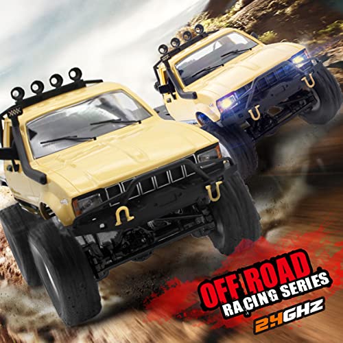Mostop C14 RC Crawler 4x4 Offroad Rock Crawler Climbing Truck | 1/16 All Terrain Remote Control Car with LED Lights, Proportional Throttle Steering, 2 Batteries, RTR RC Car for Kids Boys 8+