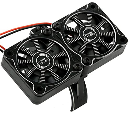 Aluminum Heatsink 1/5 Dual High Speed Cooling Fans w/Covers (Black) - color: Black