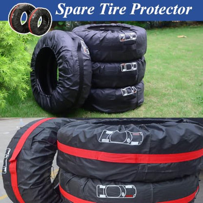 Tire Cover 4pcs for Lexus RC/LC/SC Coupe 1991-2025 Spare Tire Protector Water Dust UV Resistant All-Weather Wheel Storage Bag with Handle