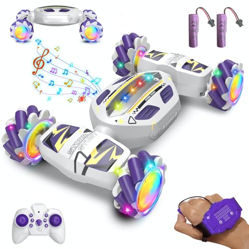 Gesture Sensing RC Stunt Car for Boys 8-12 - Gifts Toy for Kids,4WD Remote Control 360° Rotating,Transform Hand Controlled,Birthday Presents for Boy Age 8 9 10 11 12(White)