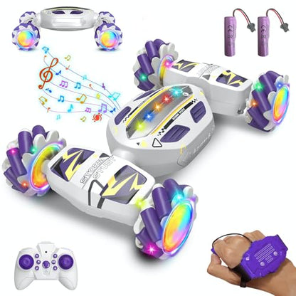 Gesture Sensing RC Stunt Car for Boys 8-12 - Gifts Toy for Kids,4WD Remote Control 360° Rotating,Transform Hand Controlled,Birthday Presents for Boy Age 8 9 10 11 12(White)