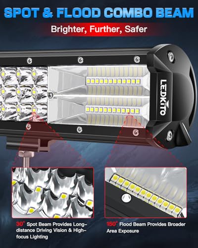 20In LED Light Bar and 4In LED Cube Pod Lights with Wiring Harness | 16AWG Spot Flood Combo Beam with 3Pin Rocker Switch LED Off Road Driving Work Lights Bar for Je-ep Truck SUV Pickup Golf Cart - size: 20 Inch + 4 Inch LED Light Bar with Rocker Switch