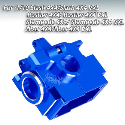 Gearbox Transmission Case Upgrades Parts Aluminum Front Rear Wave Box Gearbox for 1/10 Slash/Rustler/Stampede/Hoss VXL 4X4 4WD,Replace #6880#6881,Navy Blue - color: Navy Blue(upgrades Parts)