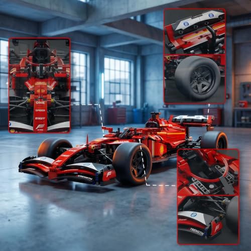 Track Racing rc car, Open Wheel rc car, 1:10 RC Car Kit with LEDs | track racing rc car with 1086 pieces, integrated LED lights and motorized RC driving; built for exhibition, competitive play.