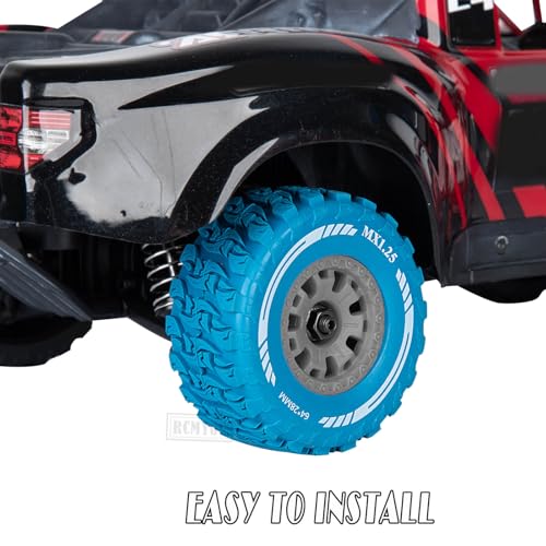 RC MX1.25 RC Truck Wheel Tires for Traxx as/Mojave GROM 223S 4x4 RTR,14301 14302 14303,Tamiya Kyosho HPI 1/14-1/18 Scale On/Off Road,RC Monster Truck Car Wheels,Grey-Navy Blue - color: Grey-navy Blue(rc Wheels Tires)