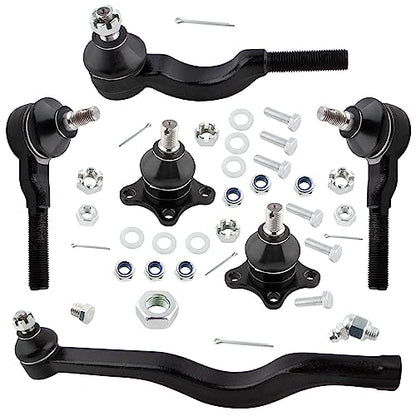 BOXI 6pcs Front Inner Outer Tie Rod End Links w/Ball Joints Fit for Dodge D50 1982/Ram 50 1983-1989 / for Mitsubishi Mighty Max 1983-1989 / for Plymouth Arrow Pickup 1982 | ES2197 ES2199 ES2194 K9346