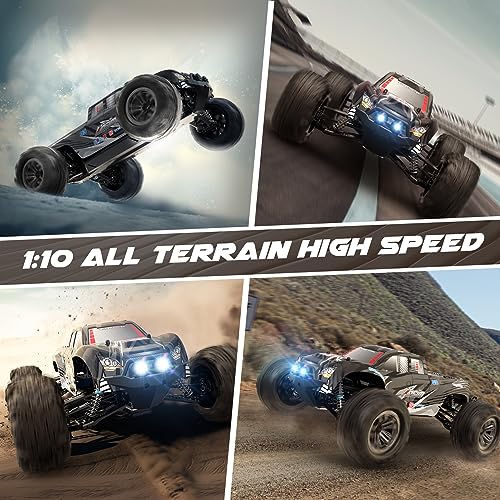 Hosim RC Truck 1:10 Scale 48+ KMH Remote Control Car for Adults, 4X4 All Terrains Off-Road RC Car, Waterproof Electric RC Cars for Boys Age 8-12 Toy Gift, 40+ Min Play with 2 Batteries Monster Trucks - color: Black